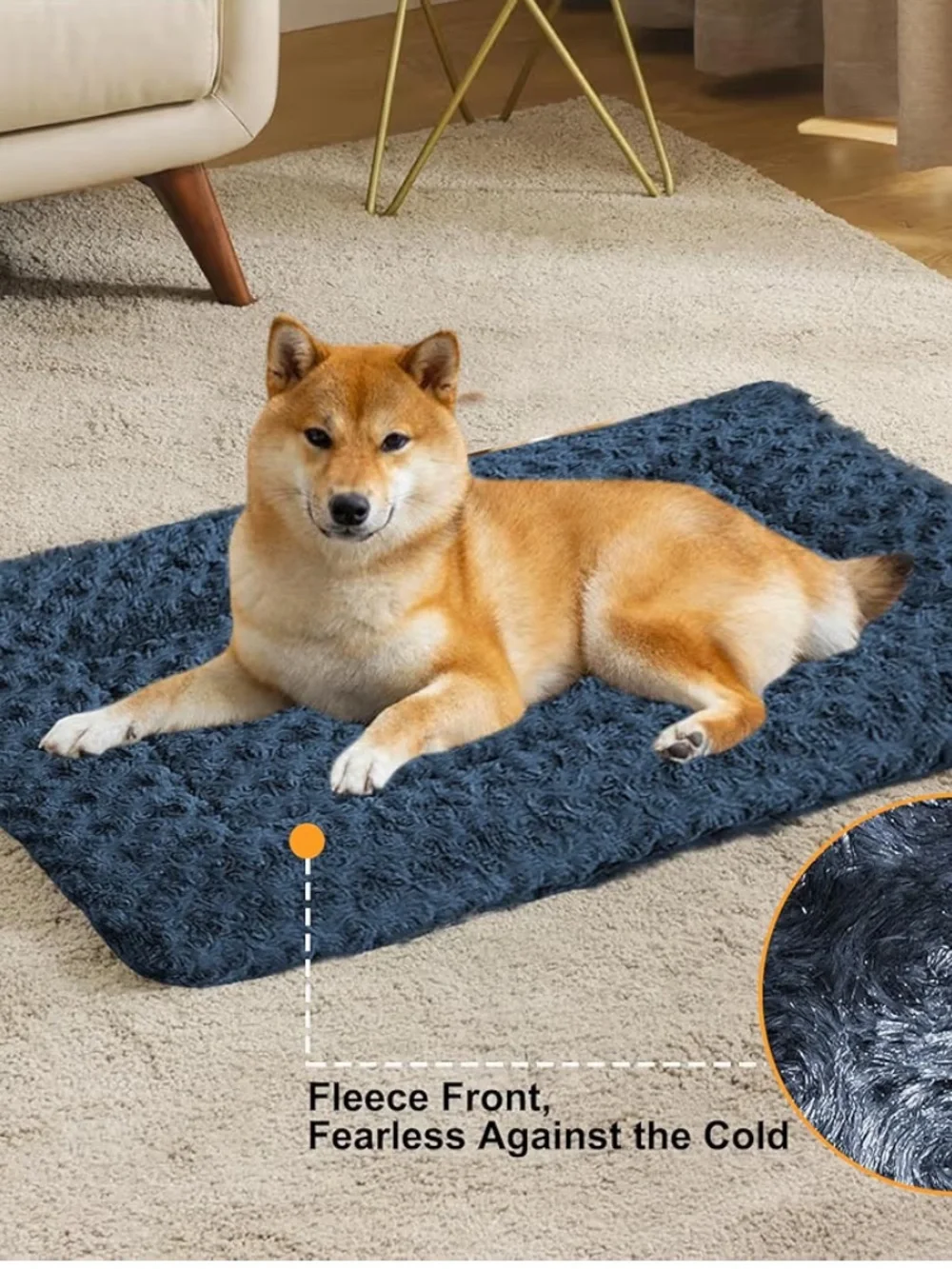 Washable Dog Bed Plush Orthopedic Outdoor Crate Mat with Non-Slip Bottom
